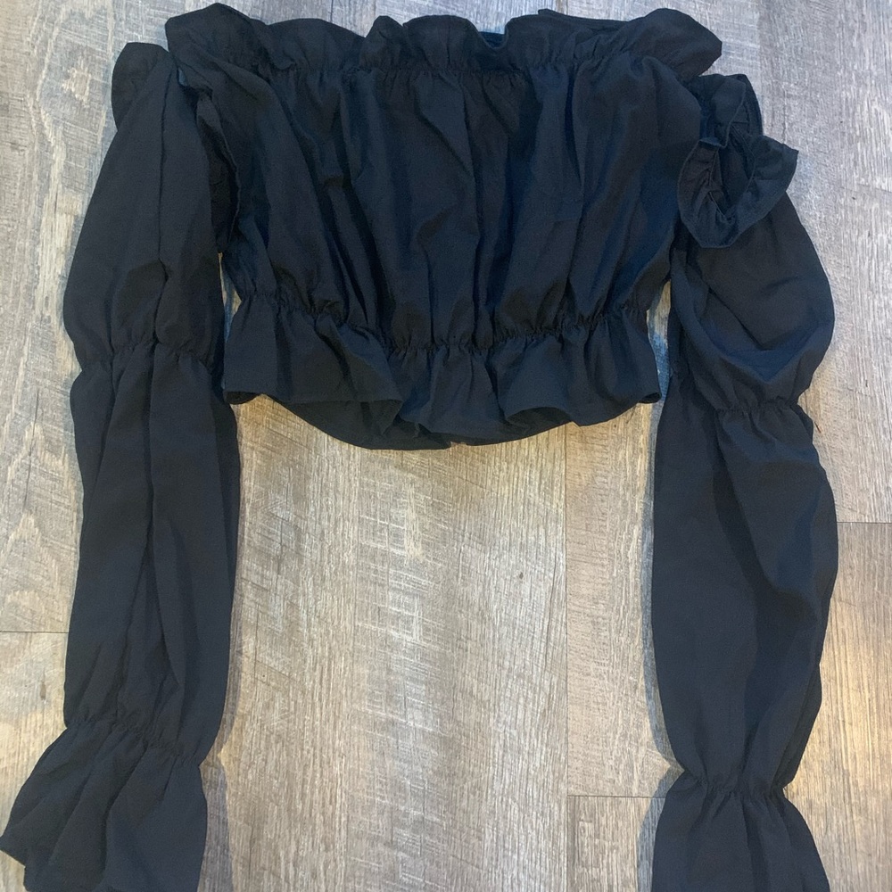 SHEIN Black Crop top off the shoulder